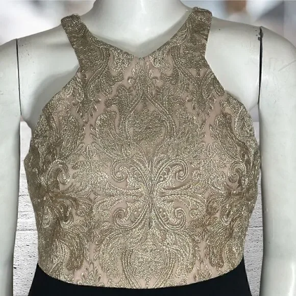 Calvin‎ Klein Gold Top Black Bottom Gown